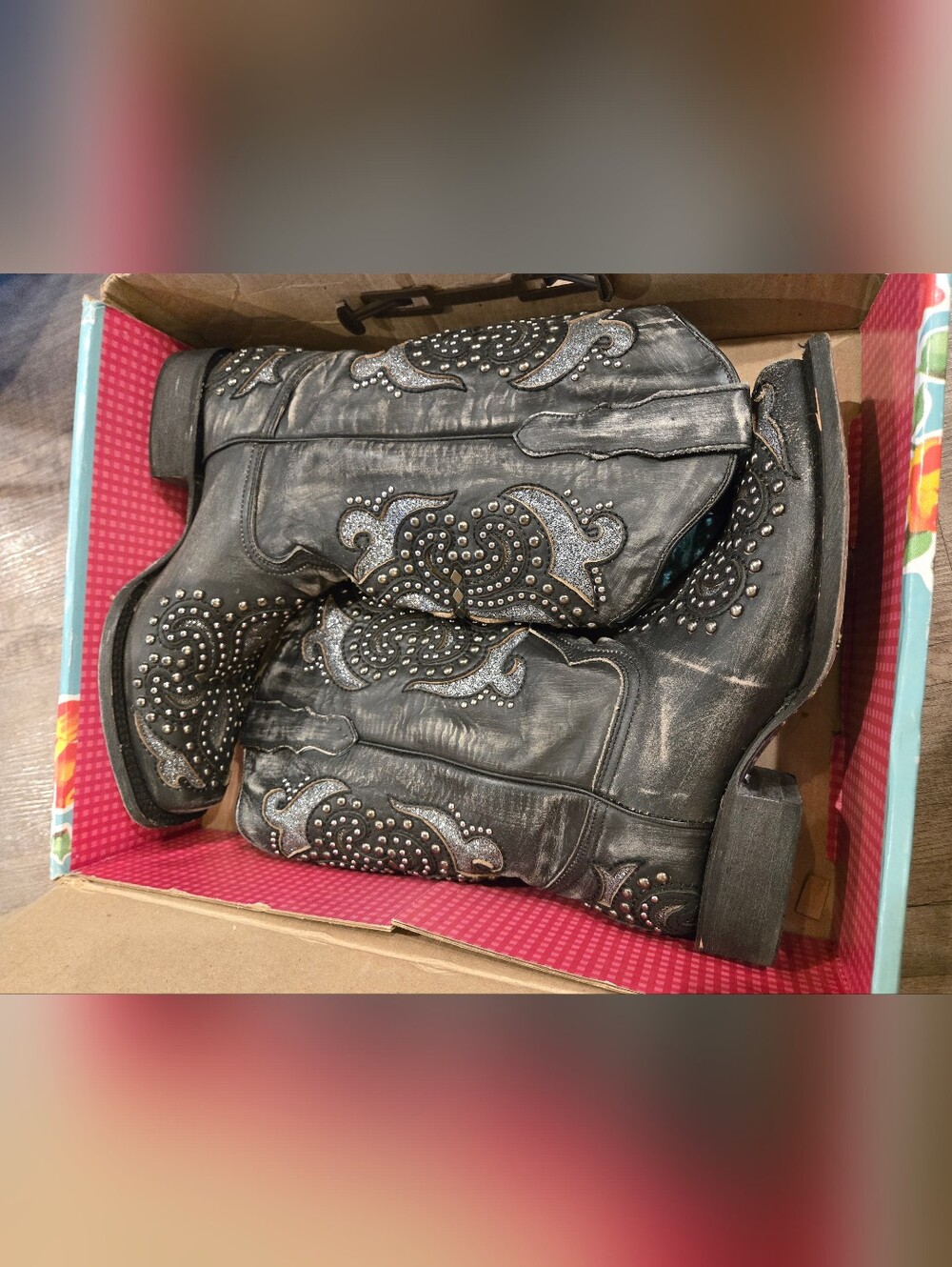 Corral Black and Silver Studded Boots Size 10.5M